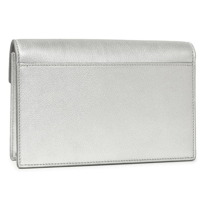 Exclusive Louis Vuitton Silver Soft Calfskin Mylockme Chain Pochette — Side View