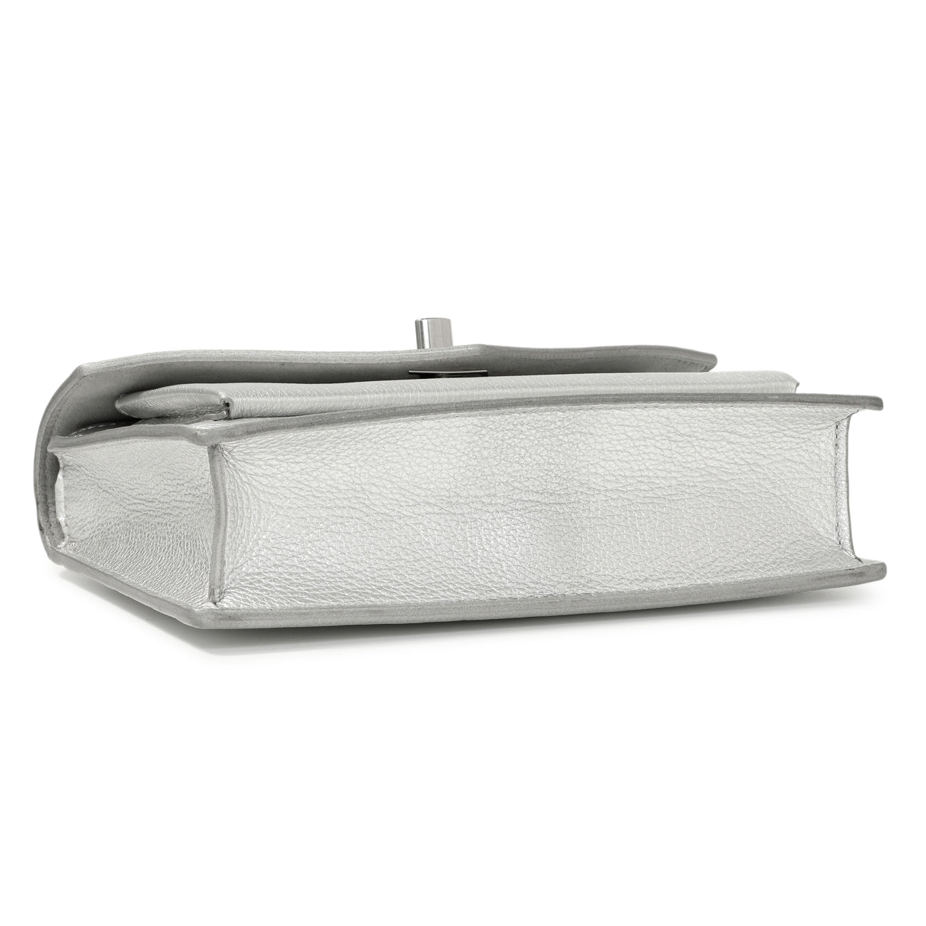 Exclusive Louis Vuitton Silver Soft Calfskin Mylockme Chain Pochette — Back View