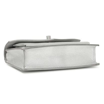 Exclusive Louis Vuitton Silver Soft Calfskin Mylockme Chain Pochette — Back View