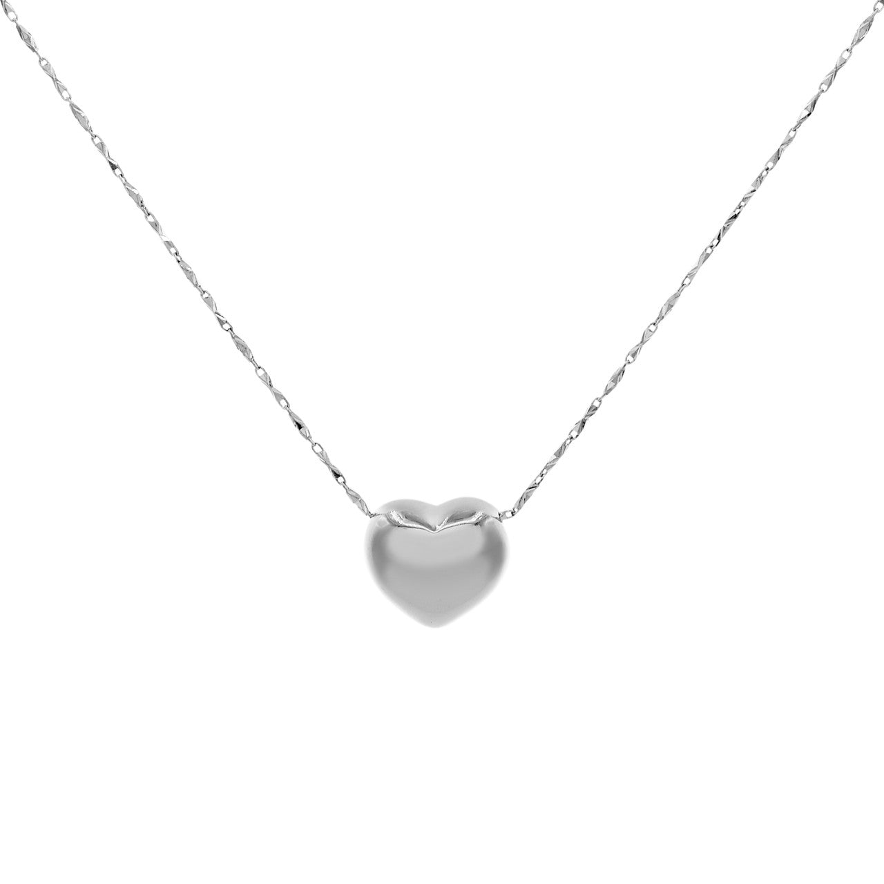 Exclusive Platinum Puffy Heart Pendant — Front View