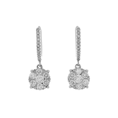 Exclusive 18K White Gold 0.94 Carat Diamond Drop Earrings — Front View