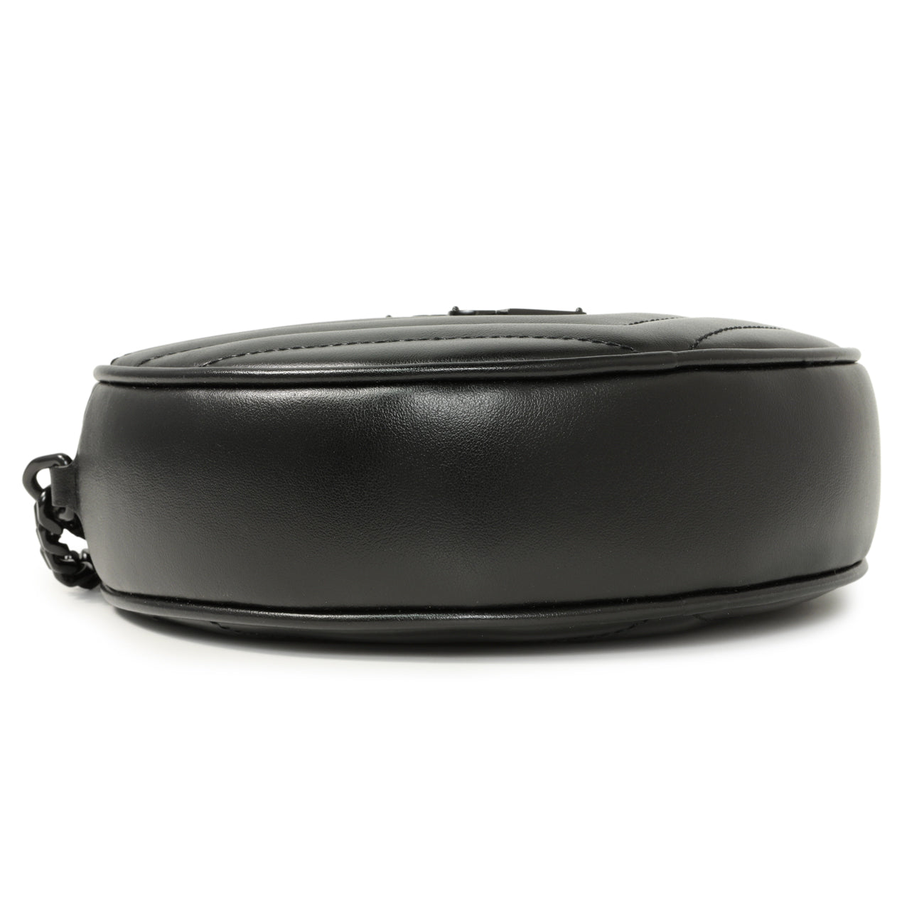 Exclusive Saint Laurent Black Calfskin Matelasse Chevron Round Vinyle Camera Bag — Top View