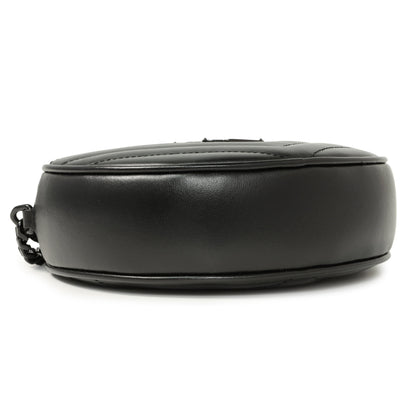Exclusive Saint Laurent Black Calfskin Matelasse Chevron Round Vinyle Camera Bag — Top View