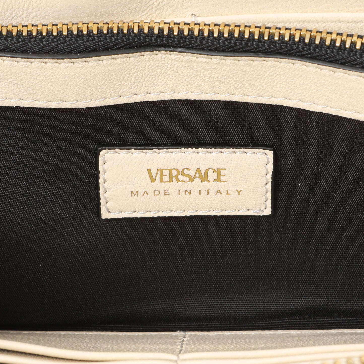 Exclusive Versace White Nappa Quilted La Medusa Zip Around Wallet — Detail View