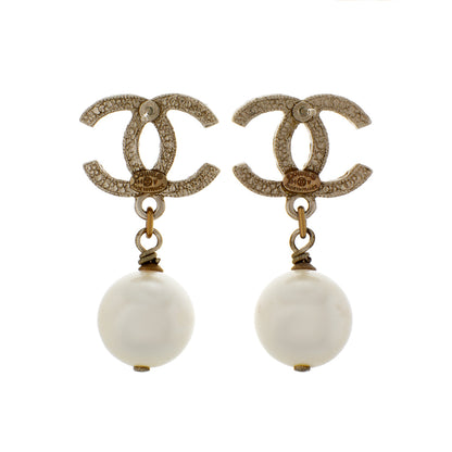 Exclusive Chanel Pearl Crystal CC Earrings — Side View