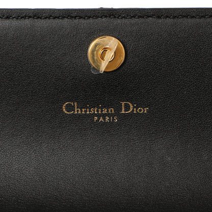 Exclusive Christian Dior Black Supple Calfskin Cannage Caro Wallet — Detail View