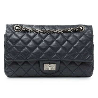Exclusive Chanel Navy Quilted Aged Calfskin 2.55 Reissue 225 Flap — Front View