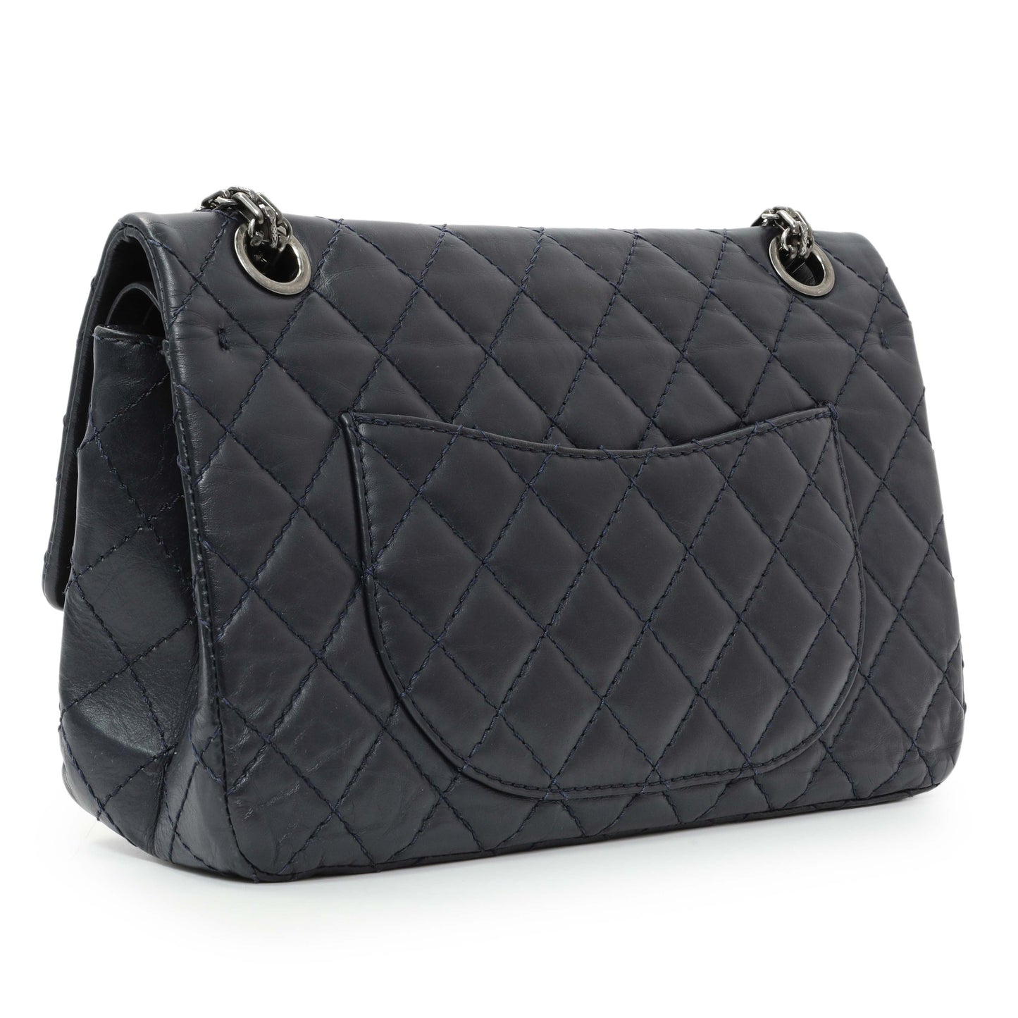 Exclusive Chanel Navy Quilted Aged Calfskin 2.55 Reissue 225 Flap — Side View