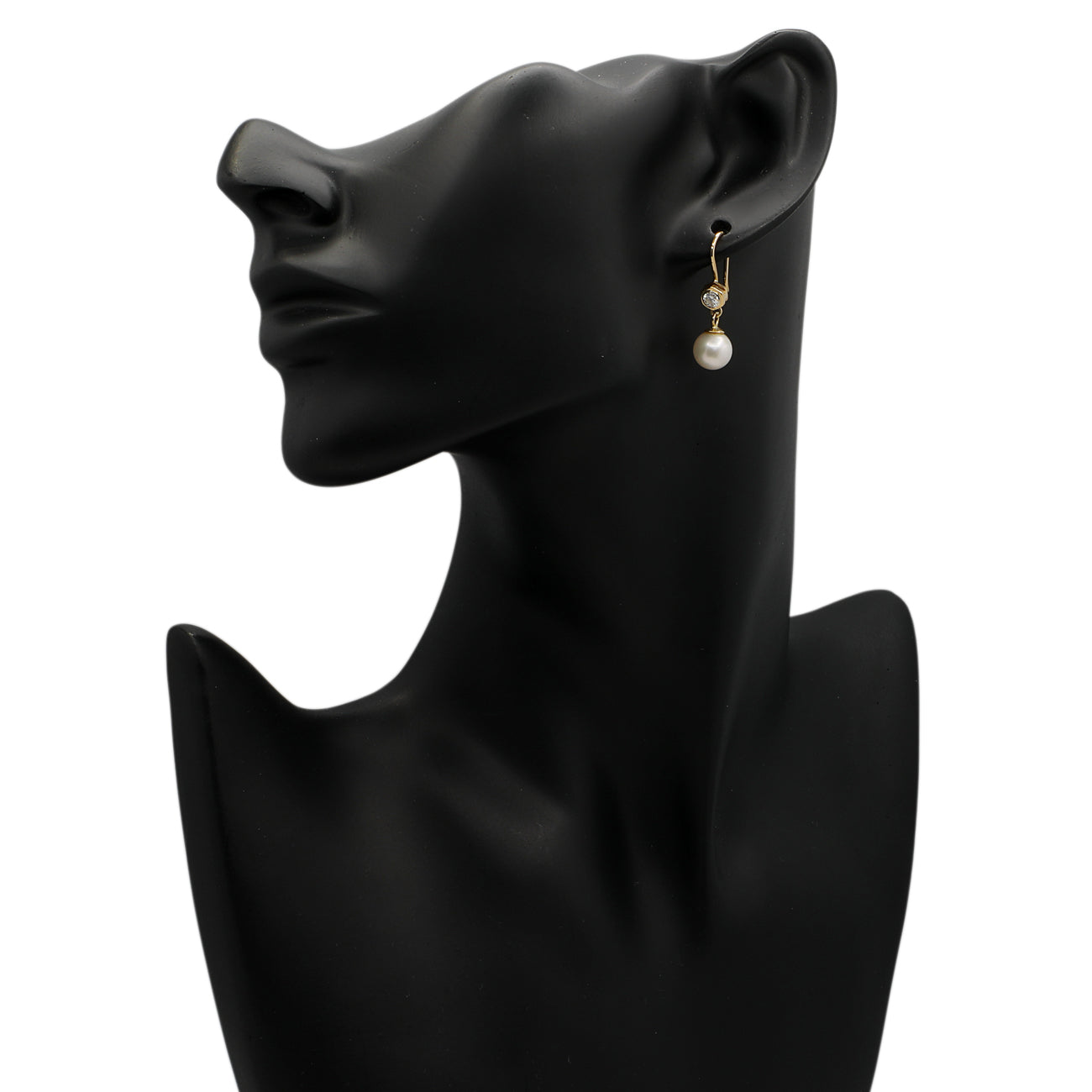 Exclusive 18K Yellow Gold Pearl Victorian Hook Earrings — Back View