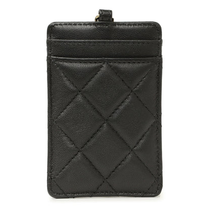Exclusive Chanel Black Quilted Lambskin Card Holder on Chain — Back View