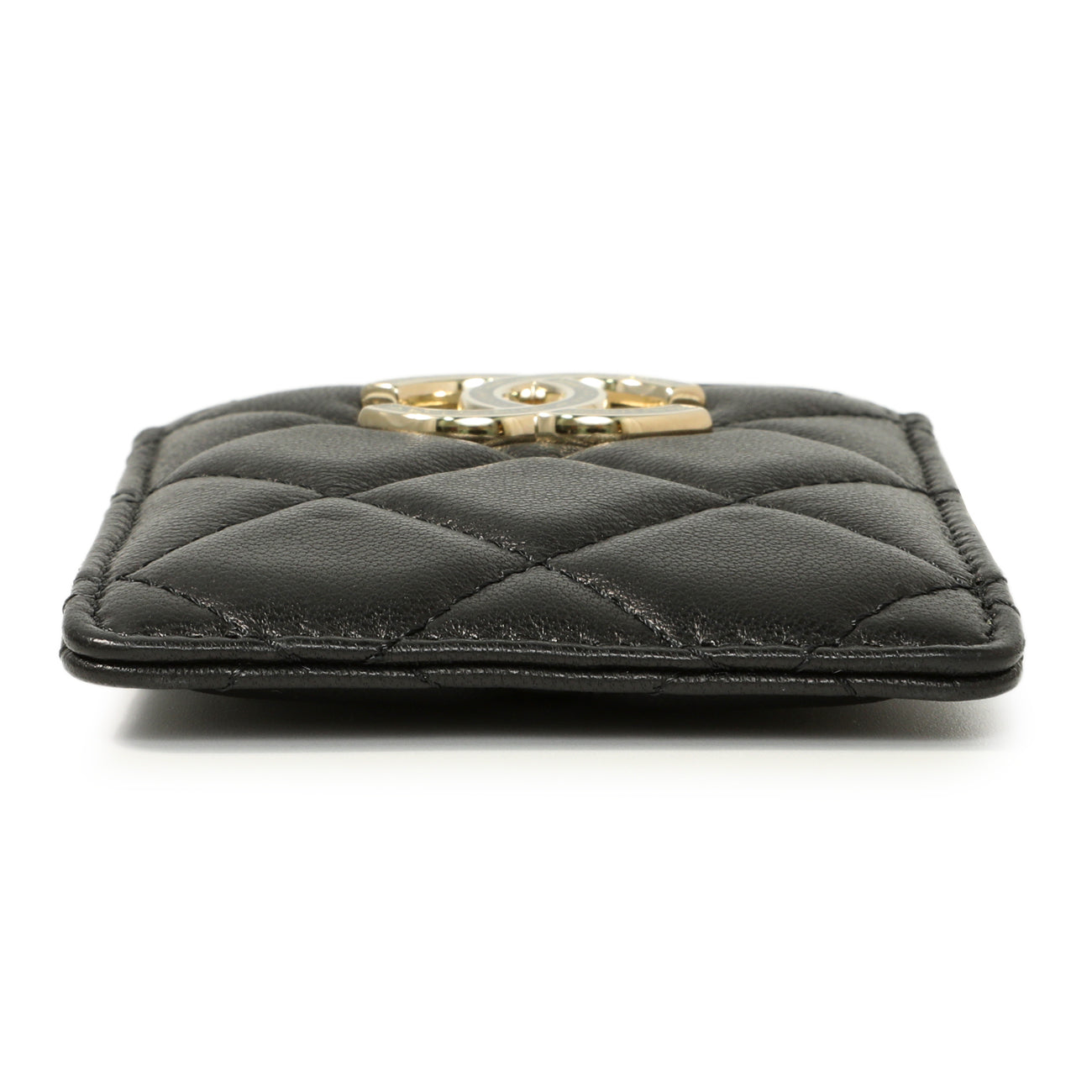 Exclusive Chanel Black Quilted Lambskin Card Holder on Chain — Top View