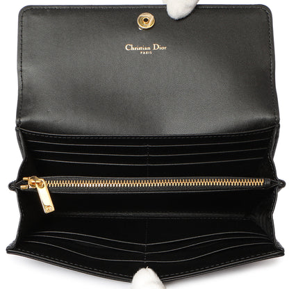 Exclusive Christian Dior Black Supple Calfskin Cannage Caro Wallet — Top View