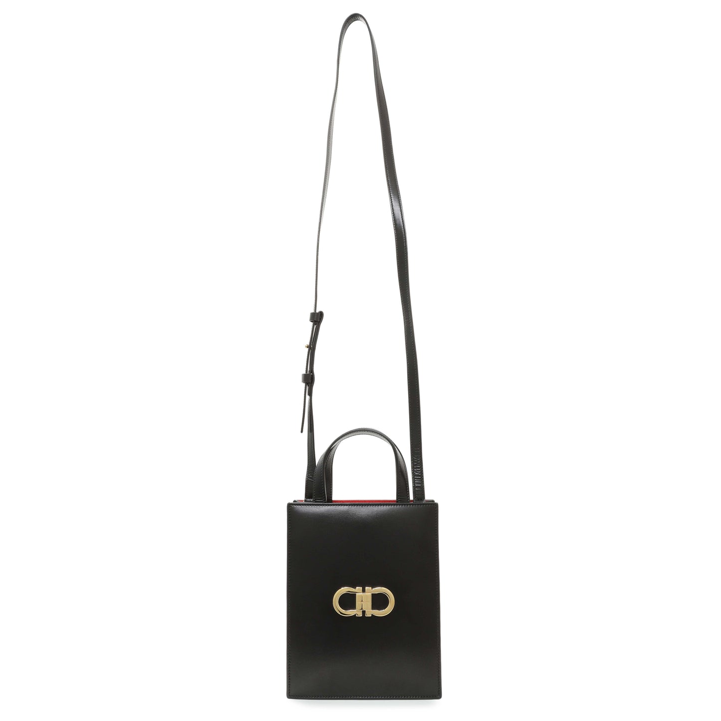 Exclusive Salvatore Ferragamo Black Calfskin Mini Tote — Front View