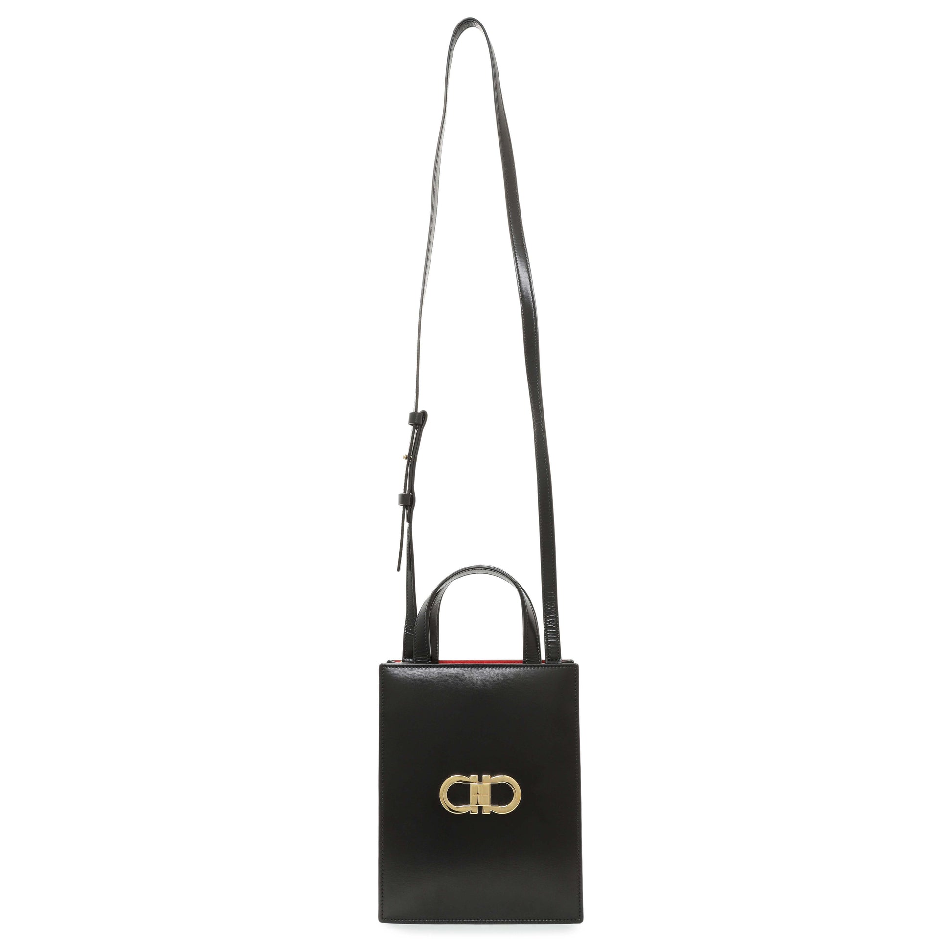 Exclusive Salvatore Ferragamo Black Calfskin Mini Tote — Front View