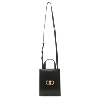 Exclusive Salvatore Ferragamo Black Calfskin Mini Tote — Front View