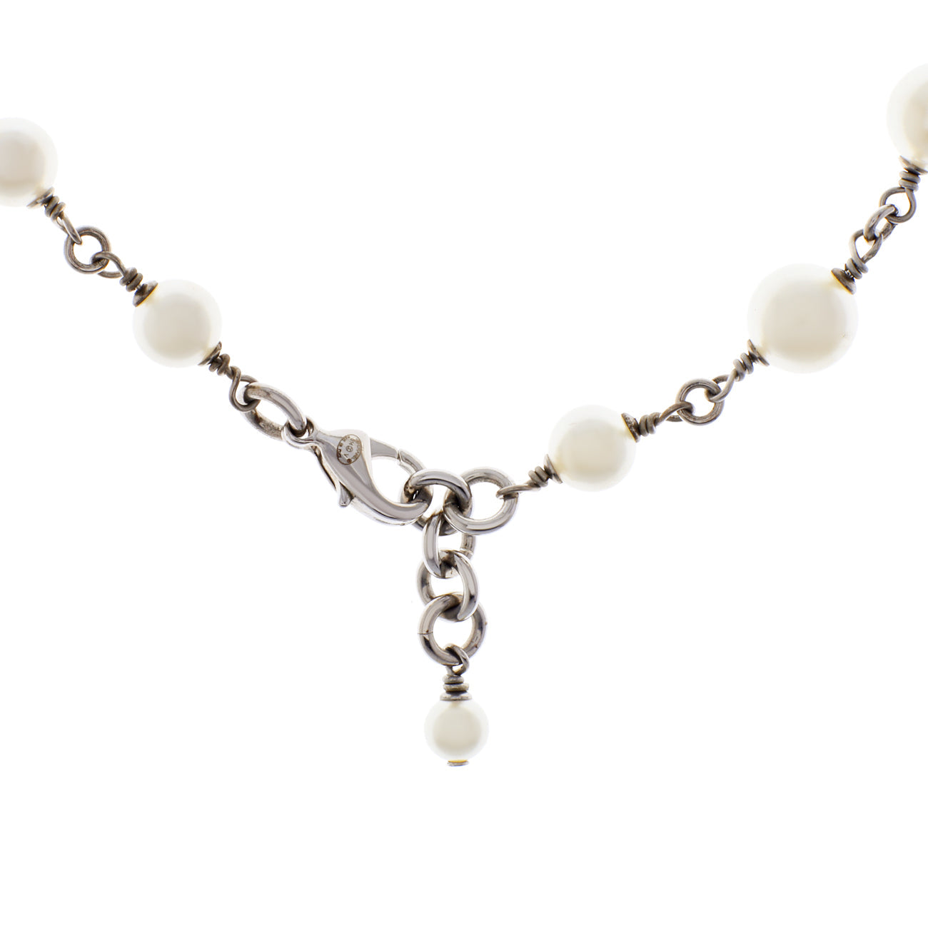 Exclusive Chanel Pearl Crystal CC Long Necklace — Side View