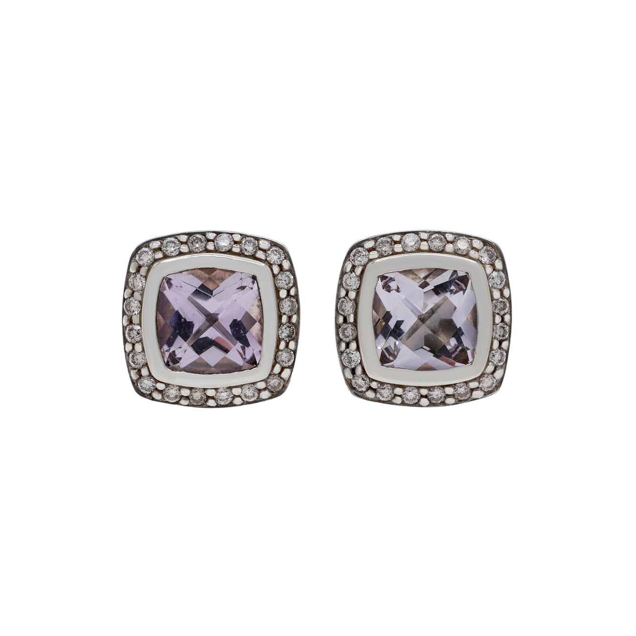 Exclusive David Yurman Sterling Silver 18K Yellow Gold 7mm Morganite Albion Earrings — Front View