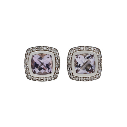 Exclusive David Yurman Sterling Silver 18K Yellow Gold 7mm Morganite Albion Earrings — Front View