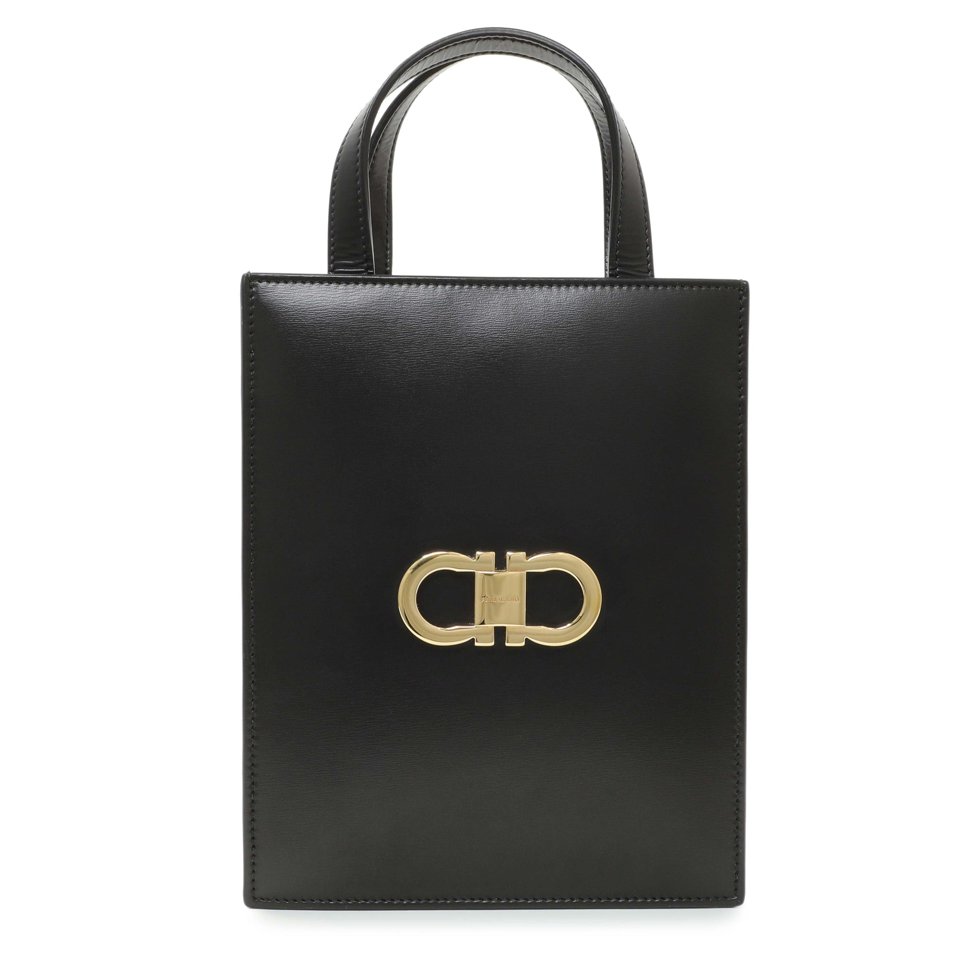 Exclusive Salvatore Ferragamo Black Calfskin Mini Tote — Side View