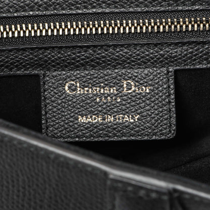 Exclusive Christian Dior Black Grained Calfskin Saddle Bag — Detail View