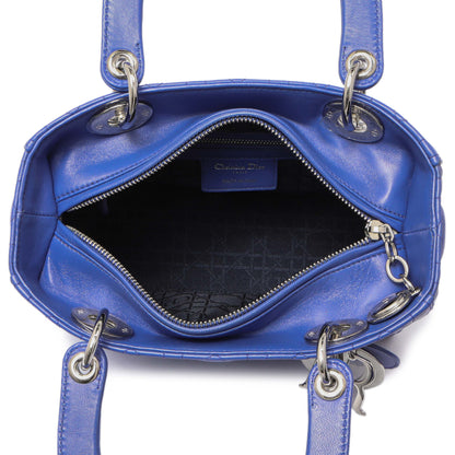 Exclusive Christian Dior Blue Lambskin Cannage Medium Lady Dior — Alternate View 12