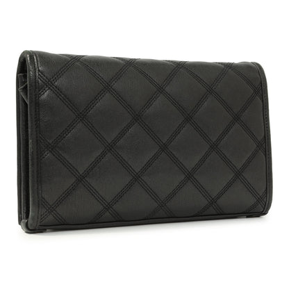 Exclusive Saint Laurent Black Lambskin Diamond Quilted Becky Chain Wallet — Side View