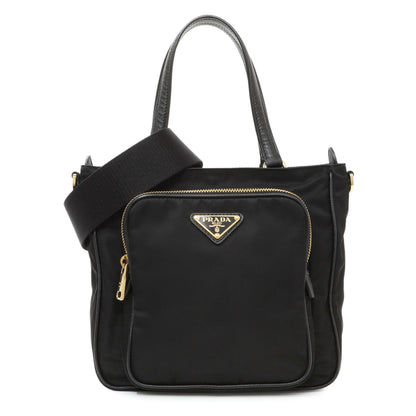 Exclusive Prada Black Tessuto Front Pocket Bag — Front View