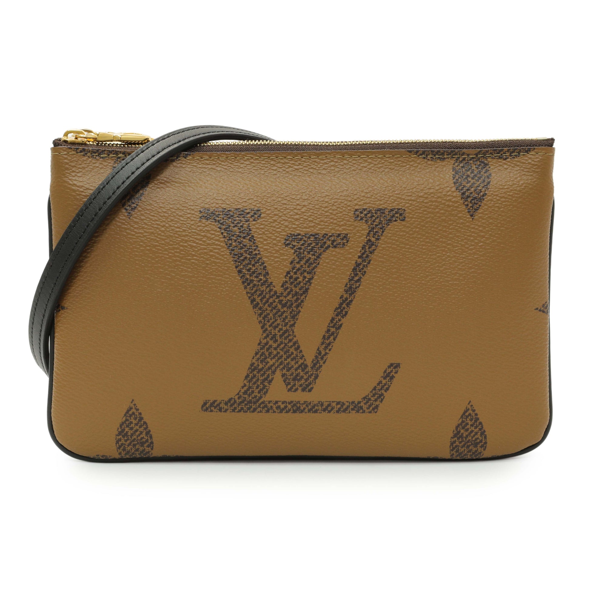 Exclusive Louis Vuitton Reverse Monogram Giant Double Zip Pochette — Front View