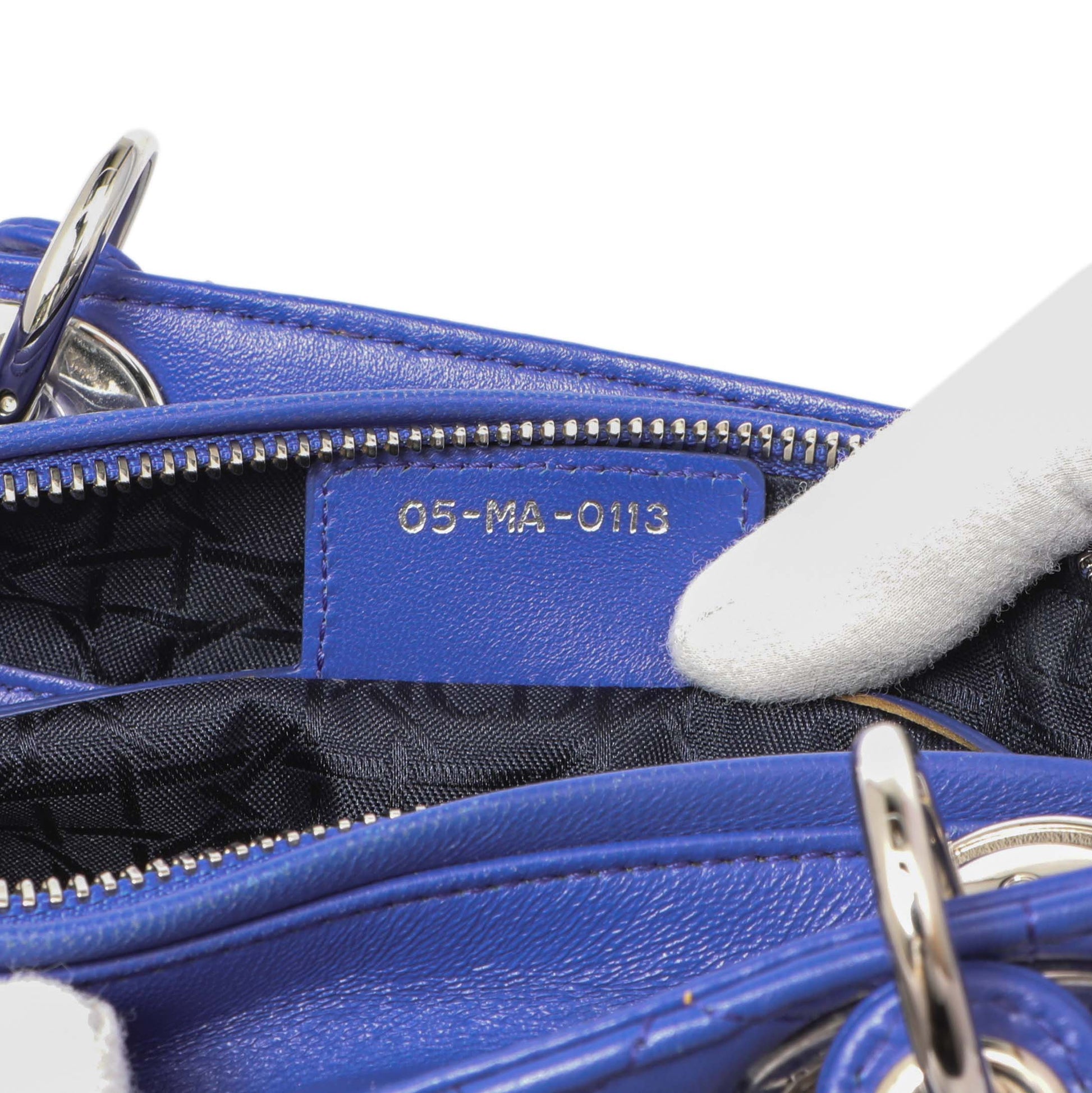 Exclusive Christian Dior Blue Lambskin Cannage Medium Lady Dior — Alternate View 14