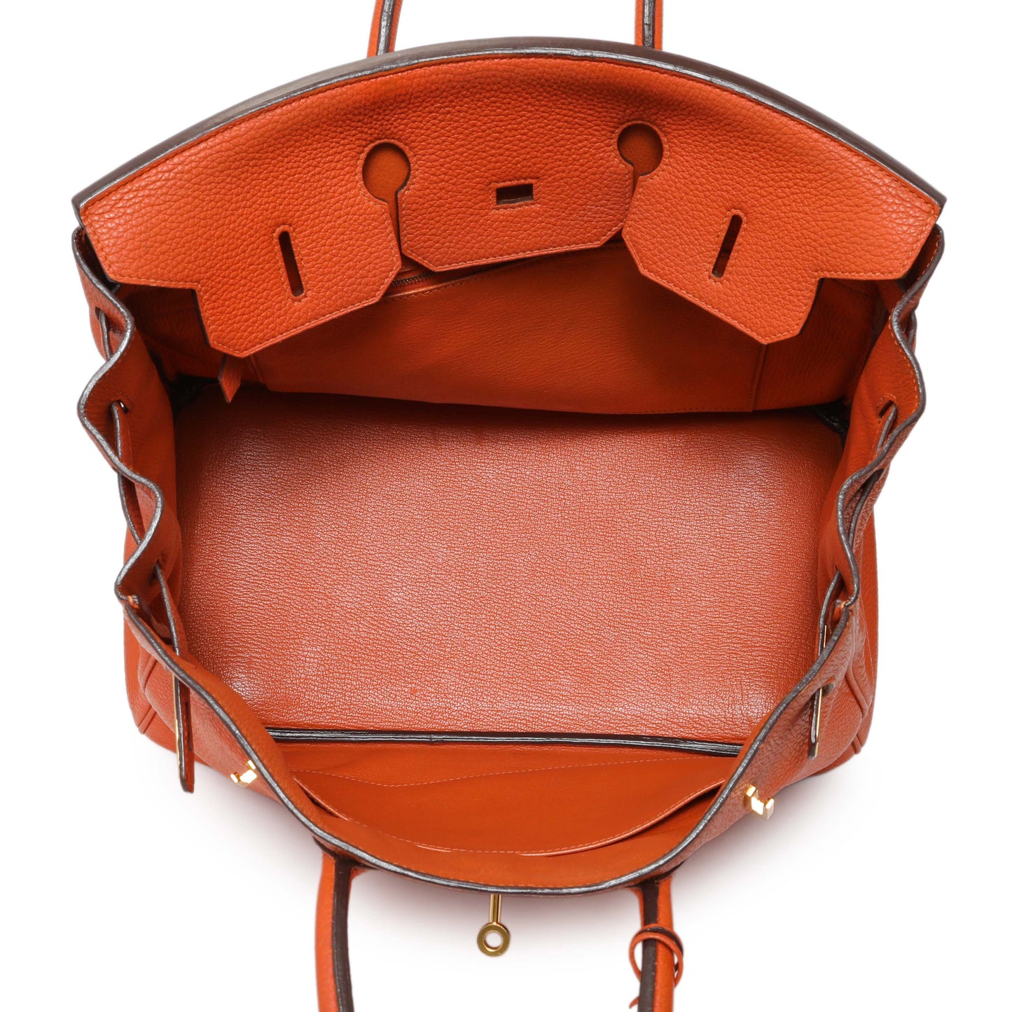 Exclusive Hermes Orange Clemence Birkin 35 — Alternate View 8