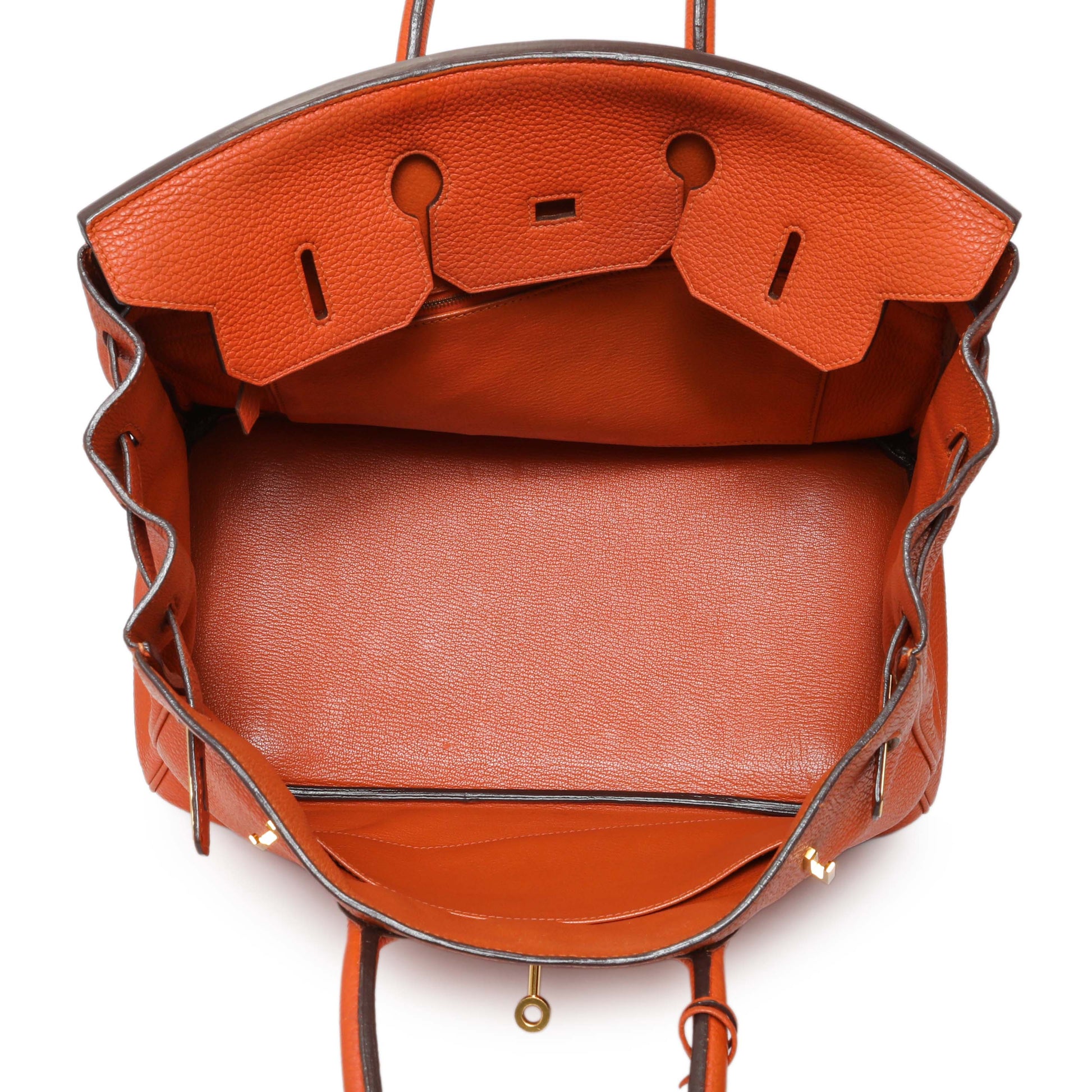 Exclusive Hermes Orange Clemence Birkin 35 — Alternate View 8