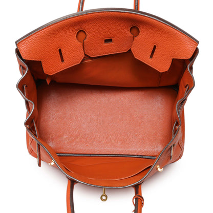Exclusive Hermes Orange Clemence Birkin 35 — Alternate View 8