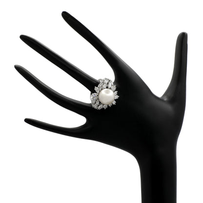 Exclusive 18K White Gold 13.8mm South Sea Pearl Diamond Ring — 6 — Back View