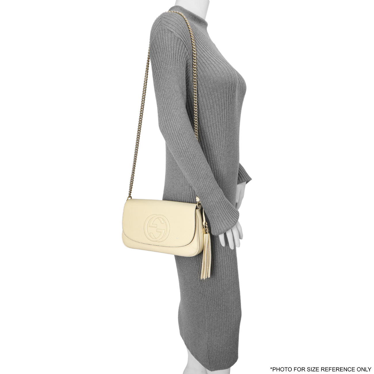 Exclusive Gucci Ivory Pebbled Calfskin Medium Soho Flap Crossbody — Alternate View 13