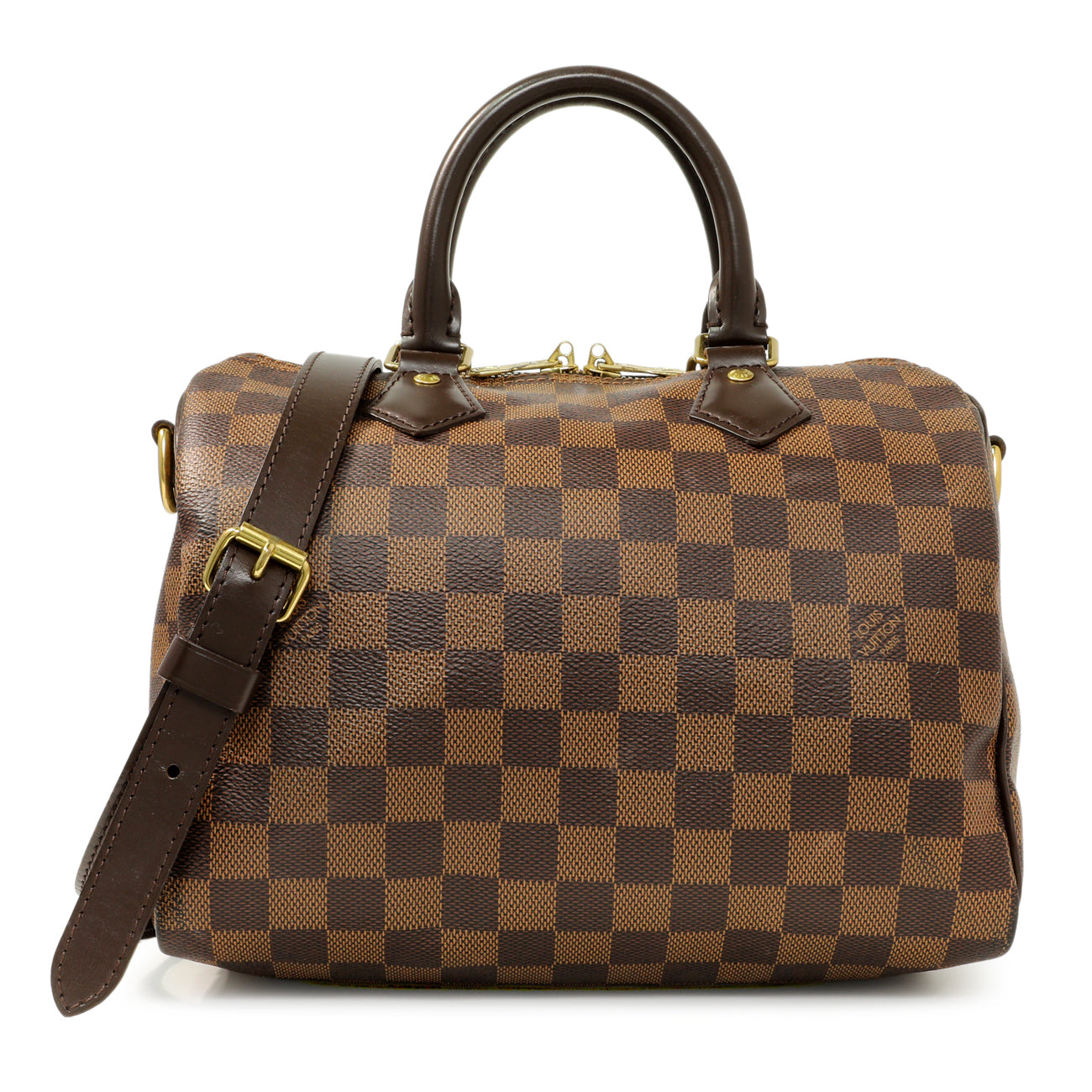 Exclusive Louis Vuitton Damier Ebene Speedy Bandouliere 25 — Front View