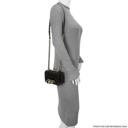 Exclusive Alexander McQueen Black Shiny Crocodile Embossed Calfskin Knuckle Jeweled Shoulder Bag — Alternate View 8