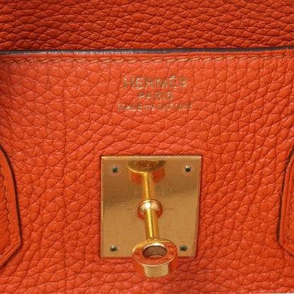 Exclusive Hermes Orange Clemence Birkin 35 — Alternate View 9