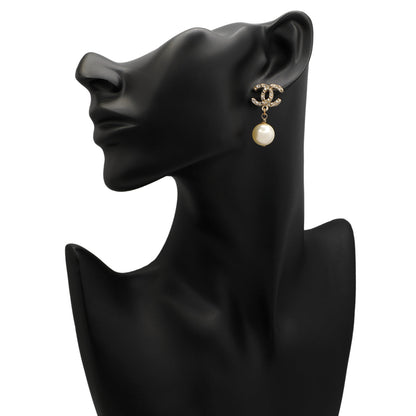 Exclusive Chanel Pearl Crystal CC Earrings — Back View