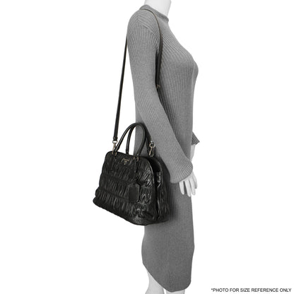 Exclusive Prada Black Nappa Gaufre Double Handle Tote — Alternate View 12