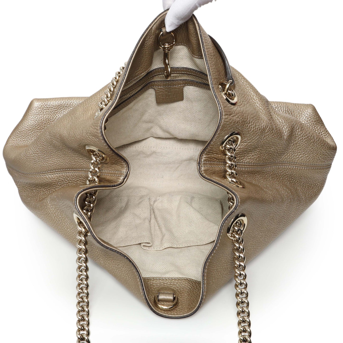 Exclusive Gucci Gold Pebbled Calfskin Medium Soho Chain Shoulder Bag — Alternate View 8