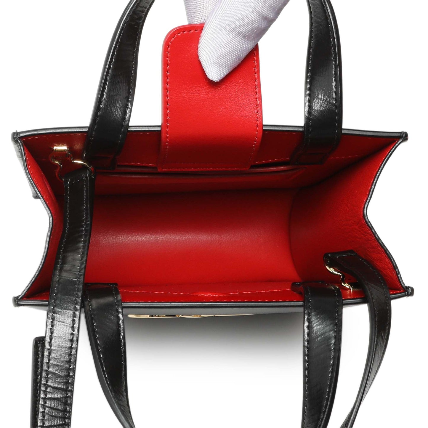 Exclusive Salvatore Ferragamo Black Calfskin Mini Tote — Detail View