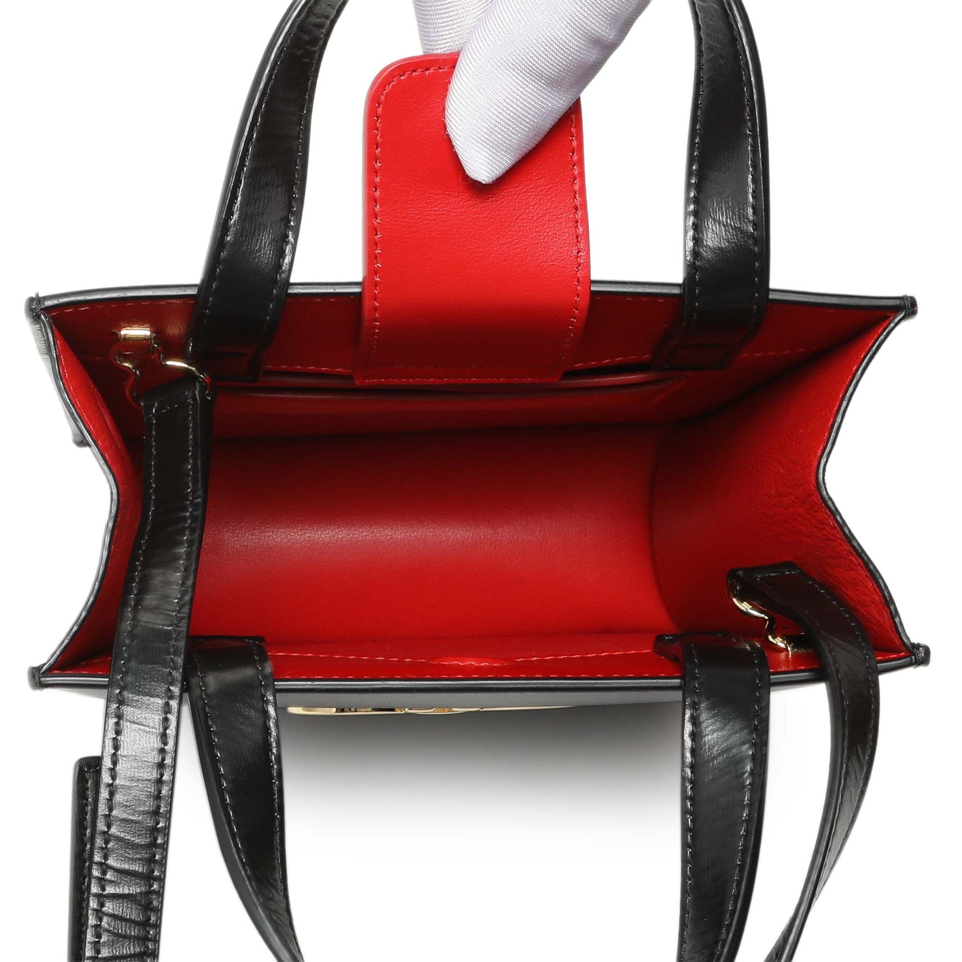 Exclusive Salvatore Ferragamo Black Calfskin Mini Tote — Detail View
