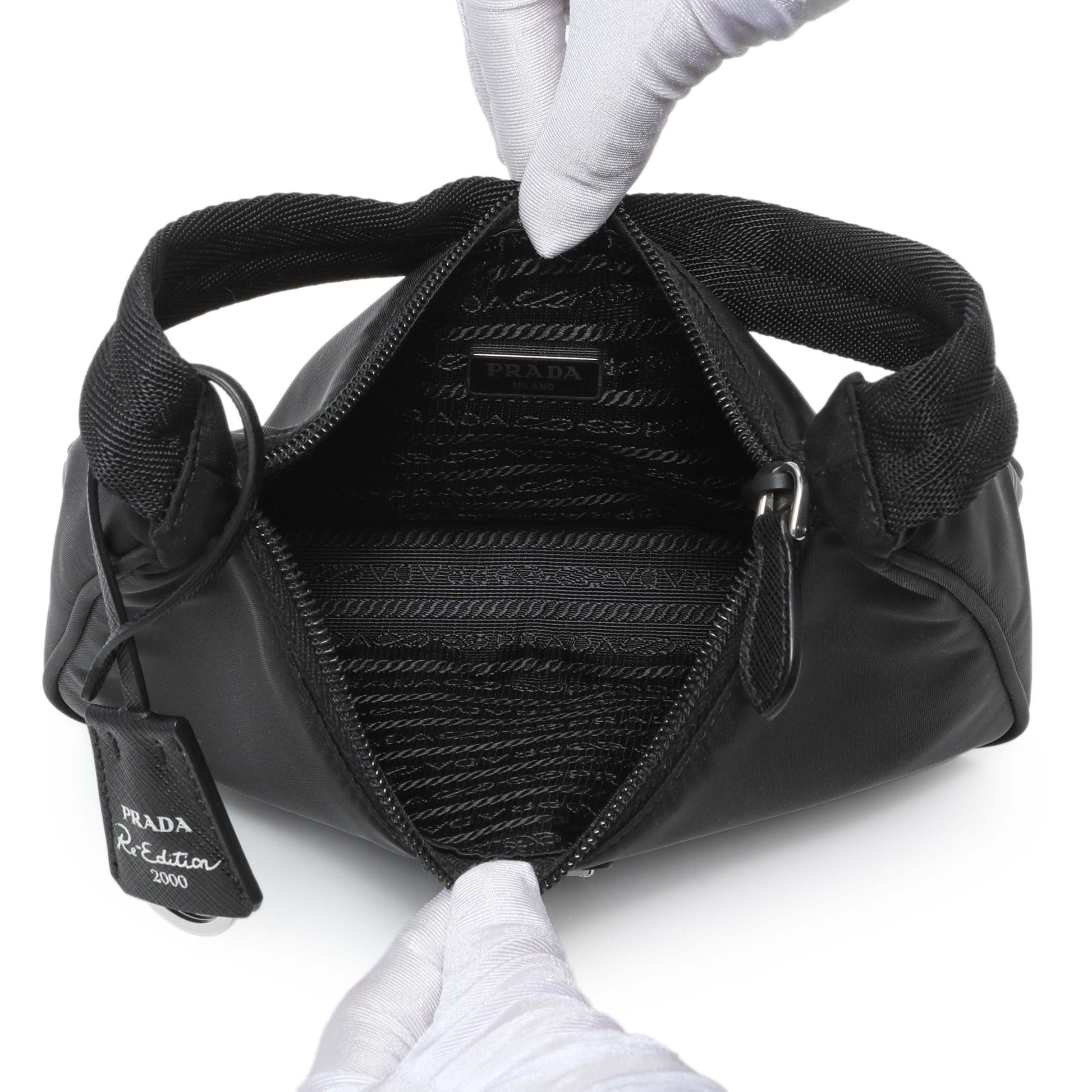 Exclusive Prada Black Re-Nylon Mini Re-Edition 2000 — Top View