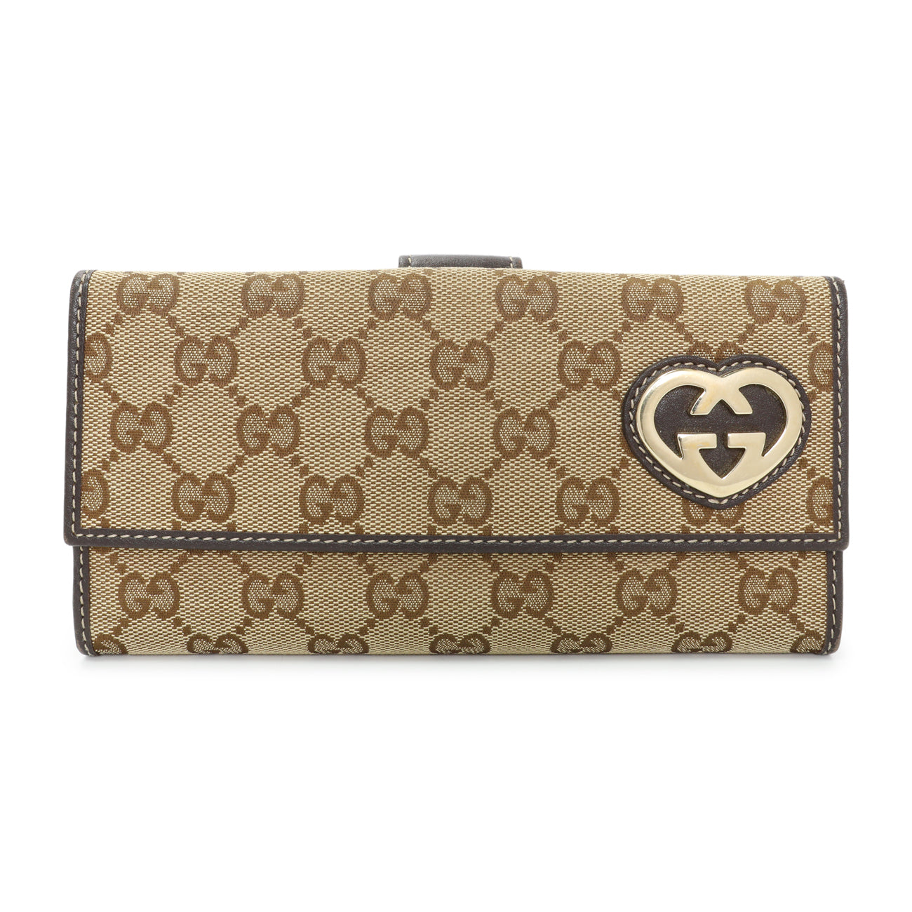 Exclusive Gucci Monogram Lovely Heart Continental Wallet — Front View