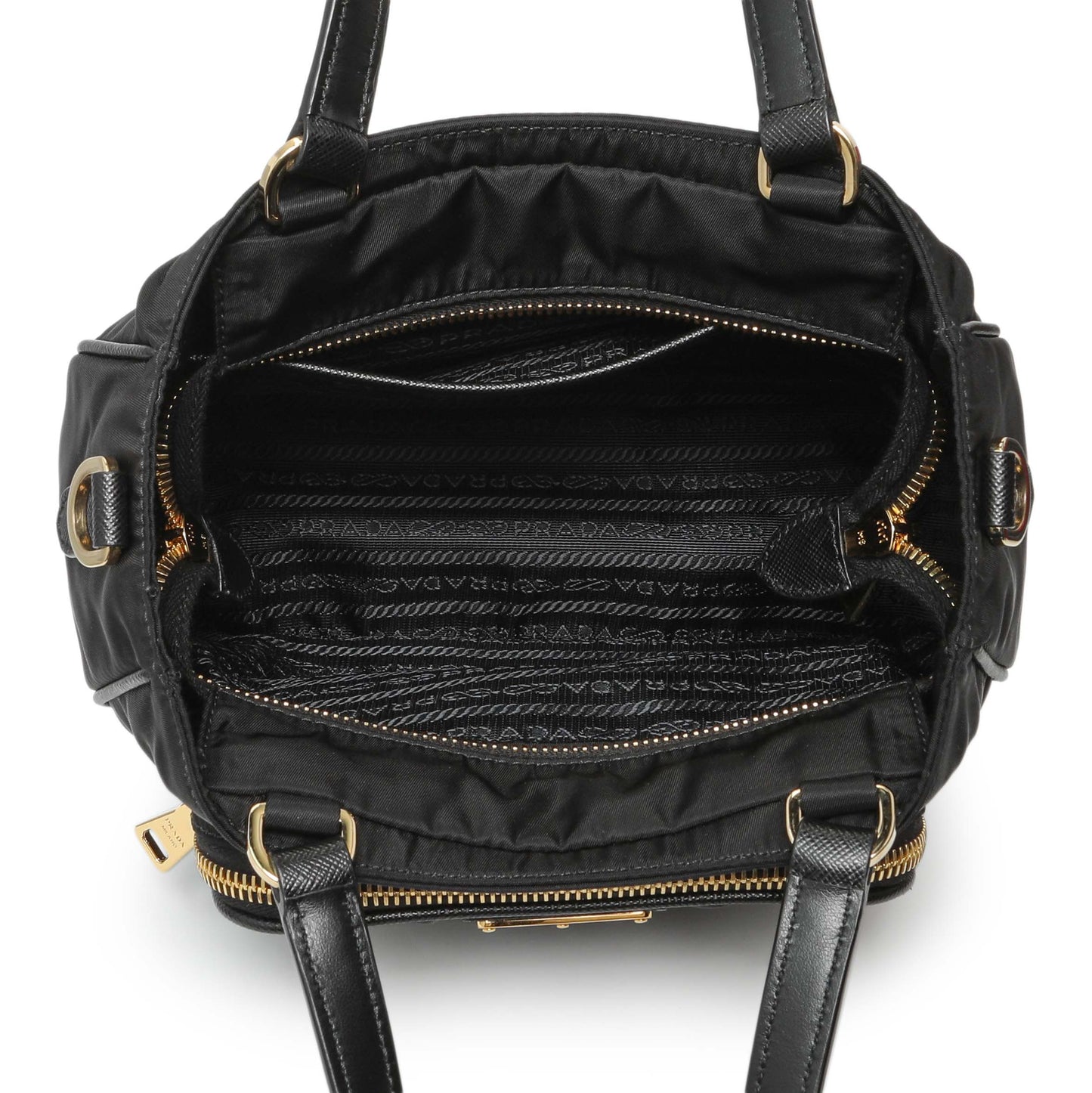 Exclusive Prada Black Tessuto Front Pocket Bag — Top View