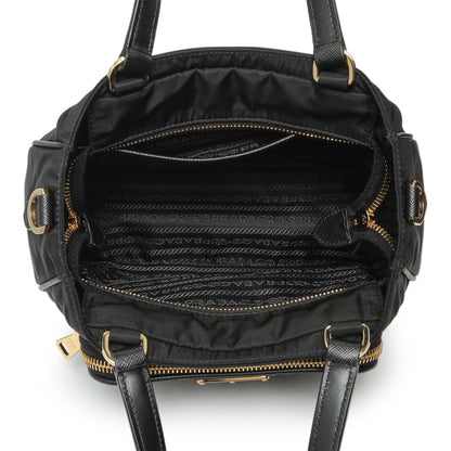 Exclusive Prada Black Tessuto Front Pocket Bag — Top View