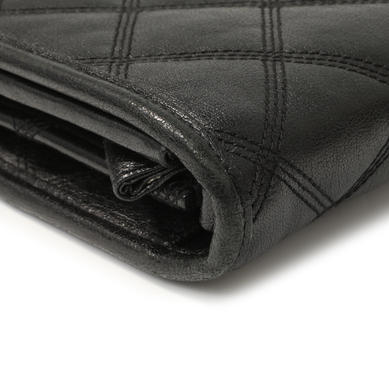 Exclusive Saint Laurent Black Lambskin Diamond Quilted Becky Chain Wallet — Lifestyle View