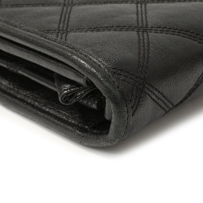 Exclusive Saint Laurent Black Lambskin Diamond Quilted Becky Chain Wallet — Lifestyle View