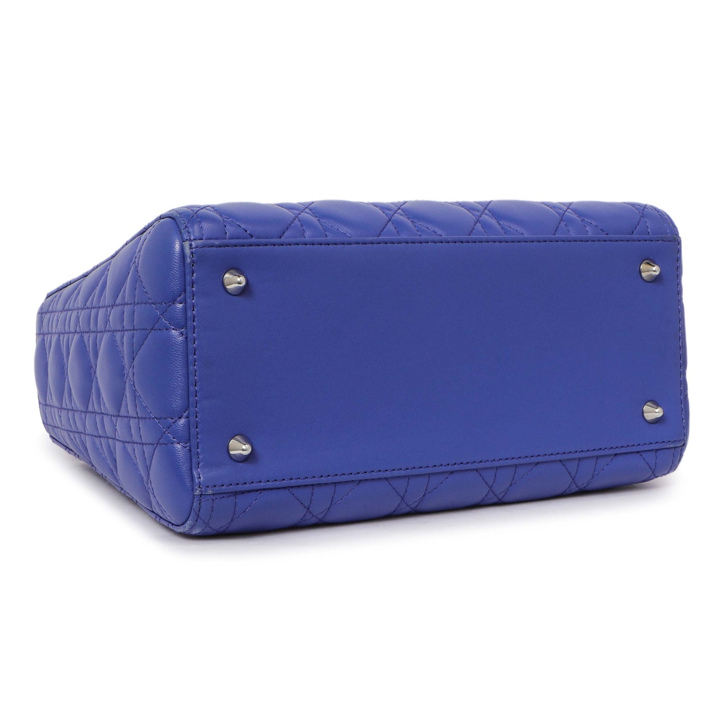 Exclusive Christian Dior Blue Lambskin Cannage Medium Lady Dior — Back View