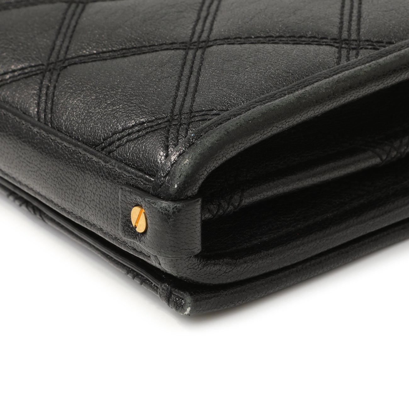 Exclusive Saint Laurent Black Lambskin Diamond Quilted Becky Chain Wallet — Alternate View 9
